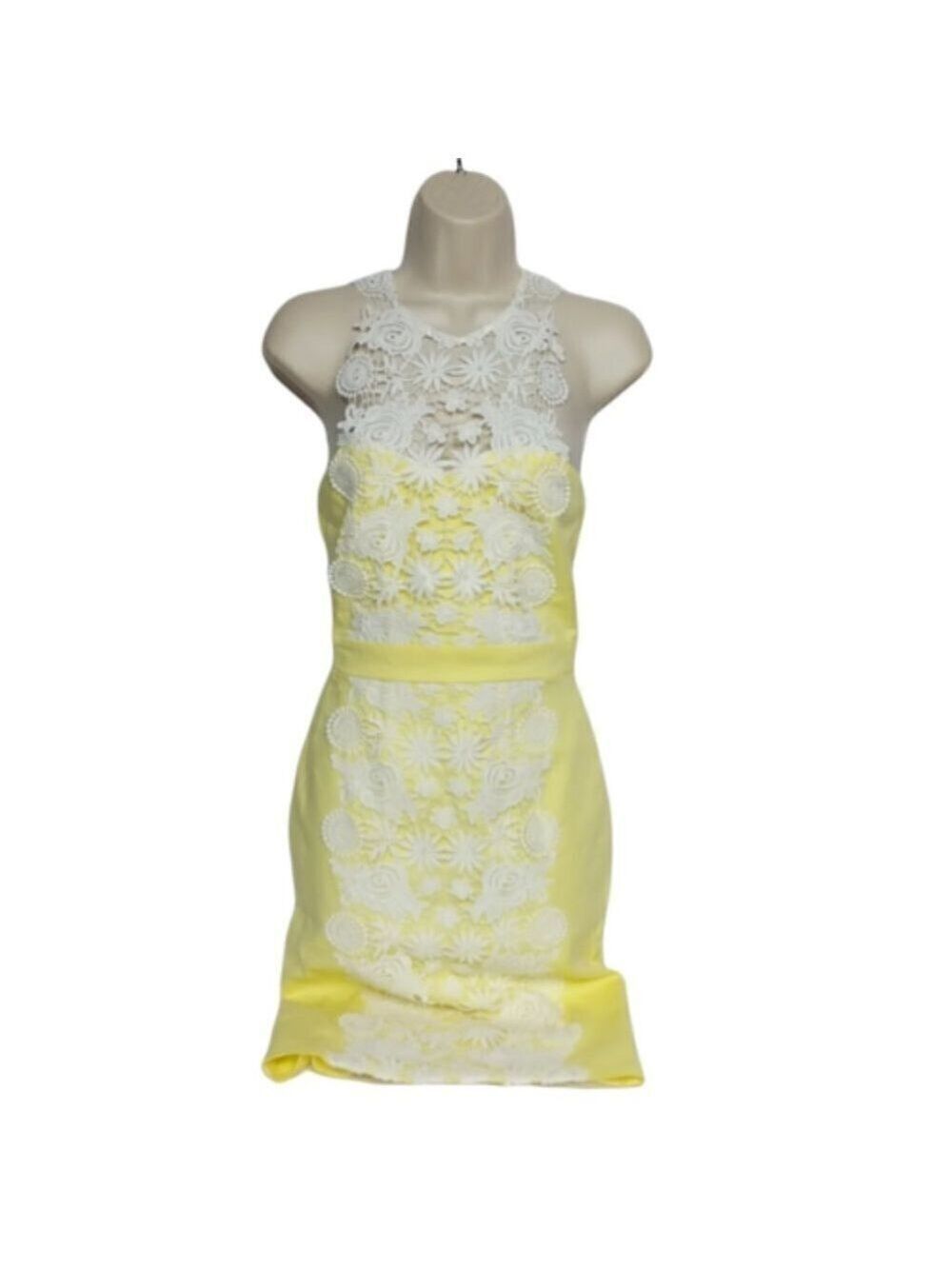 London Dress Company Yellow Floral Sheath Dress Size 2